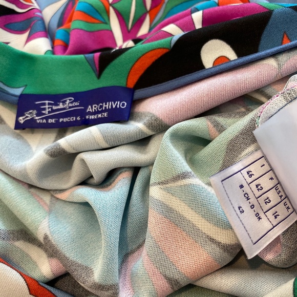 EMILIO PUCCI BLUE MULTI PRINT DRESS SIZE US 12 / IT 46 NWOTS! - Picture 16 of 16